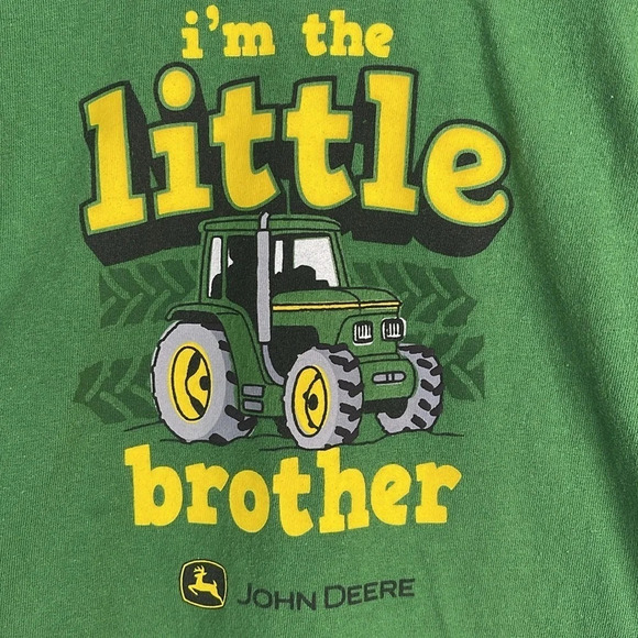 JOHN DEERE I’m the Little Brother Green Graphic Crewneck Tee Size 18M - Picture 2 of 9